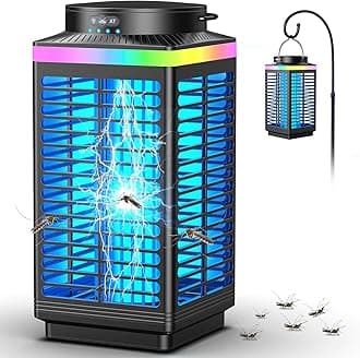 Bug Zapper Outdoor Cordless, 4200V Electric Mosquito Zapper with LED Blue Light, 3 in 1 Portable & Rechargeable Bug Zapper Outdoor Waterproof IP67, Wireless Hanging Fly Zapper for Camping Patio,Black