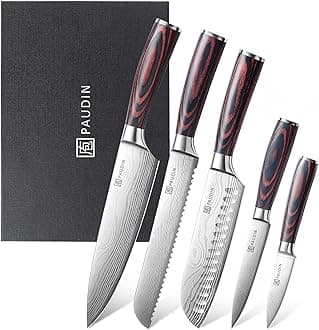 Kitchen Knife Set, High Carbon Stainless Steel Kitchen Knives, 5 Piece Chef Knives Sets with Ergonomic Handle, Japanese Knife Set,Cooking Knives Come with Gift Box