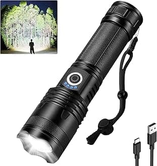 Rechargeable LED Flashlights High Lumens, 990,000 Lumens Super Bright Powerful Flash Light with 5 Modes, IPX6 Waterproof Flashlight for Home, Camping, Emergencies (Black)