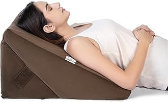 FOVERA Wedge Pillow for Back Support, Adjustable Memory Foam Bed Wedge Pillow for Sleeping, Acid Reflux, GERD, Snoring, Pregnancy, Post-Surgical Recovery (Velvet Brown, Standard - 22x22x12 Inch)