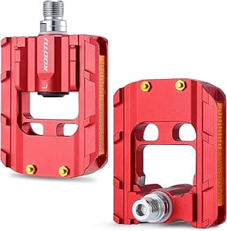 KOOTU Bike Pedals with Reflective Strips, Universal 9/16 Inch Mountain Bike Pedals, Non-Slip Aluminum Alloy Bicycle Pedals for Road BMX MTB Bike