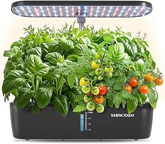 SUNCOZE Hydroponics Growing System Kits with 4L Water Tank, 12H/14H/16H Light Mode, Black