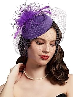 Fascinators Hats 20s 50s Hat Pillbox Hat Cocktail Tea Party Headwear with Veil for Girls and Women