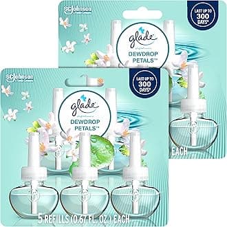 Glade PlugIns Air Freshener, Dewdrop Petals, Essential Oils | Refills | 0.67 Fl Oz | 5 Count | Pack of 2