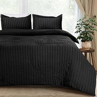 Utopia Bedding Duvet Cover Full Size - 1 Seer Sucker Duvet Cover with 2 Pillow Shams - 3PC Comforter Cover with Zipper Closure-Soft Brushed Microfiber 80"X90" (Full Black) Comforter Not Included