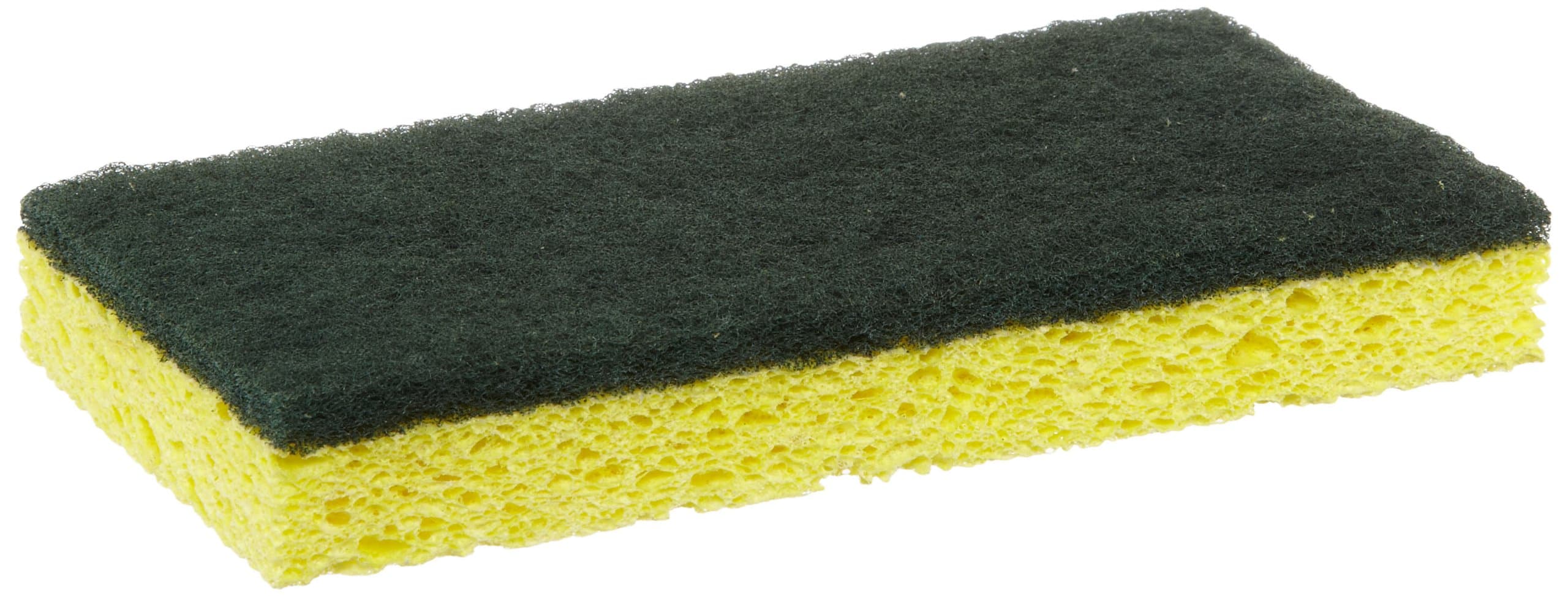 Glit 20944 74-C Medium-Duty Scrub Sponge, 6-1/16" Length x 3-7/16" Width, Grey/Yellow (Case of 40)