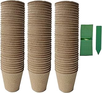 100 Pack 3 inches Biodegradable Seedling Peat Pots for Plants Seed Starter, Indoor Planting Cups for Seedlings with 100 Pack Plant Markers
