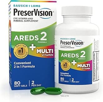 AREDS 2 + Multivitamin, #1 Eye Doctor Recommended Brand, 2-in-1 Eye Vitamin with Lutein, Zeaxanthin, Zinc, and Vitamin C, D & E, 80 Softgels