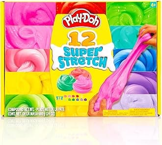 Play-Doh Super Stretch Slime for Kids, 12-Pack Variety, Popular Toys, Gifts and Party Favors