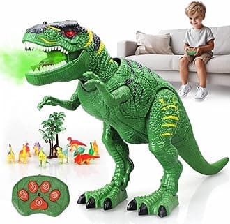 STEAM Life Remote Control Dinosaur Toys for Kids 3-5 5-7, Light Up & Realistic Roaring Sound, T rex Dinosaur Robot Toy for Boys & Girls (Green)