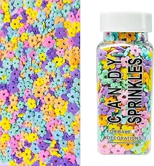 Flower Sprinkles Edible Flowers for Cake Decorating, Mix Sizes Confetti Baking Sugar for Cupcake, Cookie, Donut Dessert Decoration, Wedding Party Chirstmas Supplies
