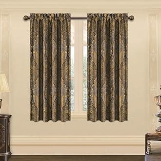 Luxury Jacquard Curtains for Bedroom, Classic Antique Lined Damask Curtains 2 Panels with Tiebacks, Bronze Gold Window Curtain for Living Room Holiday Banquet Decor(42Wx63L, 2 Panels)