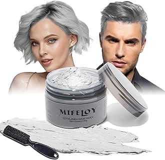 Temporary Silver Gray Hair Spray Color Wax with Dye Brush, Instant Natural Hairstyle Cream 4.23 oz, Disposable Coloring Mud for Men Women Youth, Grey Styling Pomades, Party Cosplay DIY Halloween
