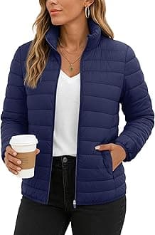 TACVASEN Women's Puffer Jackets Quilted Packable Puffy Coats Lightweight Winter Warm Zip Up Down Jacket Stand Collar
