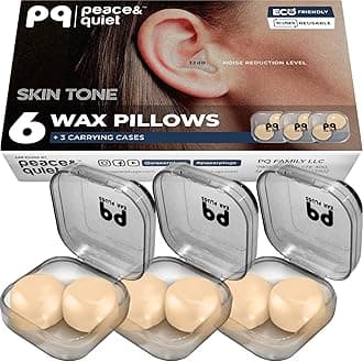 PQ Silicone Ear Plugs for Sleeping - 6 Silicone Earplugs for Sleeping and Swimming - Noise Cancelling and Ear Protection with Gel Earplugs - Sound Insulation Level 32 dB Sleep Earplugs, 6 Pillows
