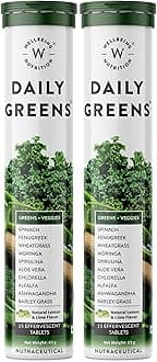 Daily Greens | Wholefood Multivitamins with Vitamin C, Zinc, B6 for Immunity & Detox with Organic Certified Plant Superfoods & Antioxidants (15 Effervescent Tablets) Pack of 2