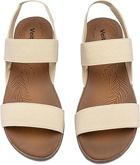 Veittes Women'S Casual Flat Slide Sandals - Adjustable Elastic Strappy Double Bands Summer Flat Sandals.