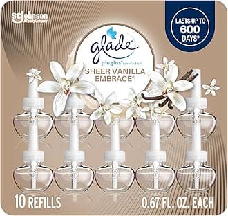 PlugIns Refills Air Freshener, Sheer Vanilla Embrace, Scented and Essential Oils for Home and Bathroom, 0.67 Fl Oz, 10 Count