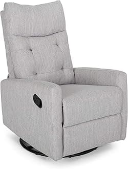Great Deal Furniture Ishtar Contemporary Glider Swivel Push Back Nursery Recliner - Light Gray and Black Finish 35.75D x 25W x 39H in