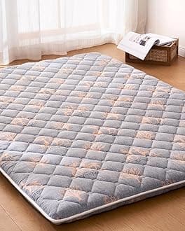 6th Generation Japanese Floor Futon Mattress - Extra-Thick 9-Layer Modern Futon with 100% High-Density Foam, Portable Floor Mattress Sleeping Pad for Adults, Guest Room, Dormitory, Queen Size(60"X80")