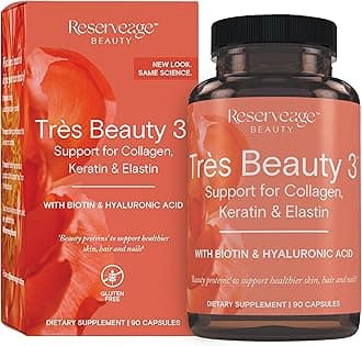 Reserveage Beauty - Tres Beauty 3 - Supplement for Hair Growth, Skin Care & Nail Care - Collagen Supplement with Keratin & Biotin - Gluten Free - 90 Capsules (30 Servings)