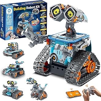 Robot Building Kit with Remote Control STEM Gifts for Kids Age 8-12, Coding Robotics Technic Toy Set for Boys' Birthday, Buildable 5-in-1 Models with 473 Pieces