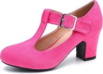 Women's T-Strap Mary Jane Pumps Low Block Chunky Heels Closed Round Toe Dress Wedding Office Work Shoes