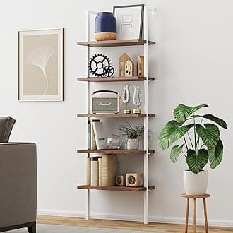 Nathan James Theo 5-Shelf Bookcase, Ladder Bookshelf, Light Brown Oak/White