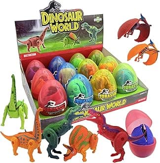 Sealive 12 Pack Dino Eggs for Kids - Hatching Dinosaur Eggs Building Blocks - Surprise Eggs with Bite Finger Dinosaurs - Dinosaur Gift for Birthdays, Christmas, Party Favors & Easter Basket Stuffers