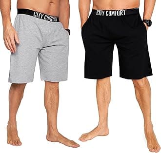 Mens Pyjama Shorts - Comfy Lounge Shorts with Pockets Pack of 2