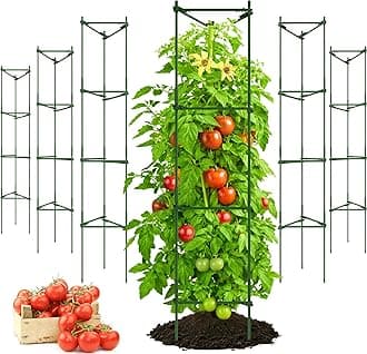 68" Tomato Cage - Trellis Stakes and Plant Support Structures for Vegetables and Climbing Plants - Tall Tomato Cages for Garden, Pots, Raised Garden Bed Outdoor (6 Pack - Extra Tall)