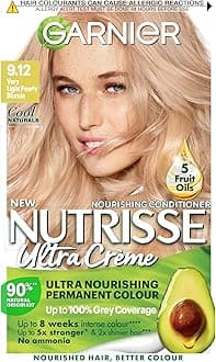 Garnier Nutrisse Ultra Crème 9.12 Very Light Pearly Blonde Permanent Hair Dye, Up to 100% Grey Coverage, Shimmering 8-Week Long Lasting Colour, Vegan Formula for 5x Stronger & 2x Shinier Hair
