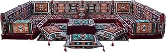U Shaped Maroon Arabic Sofa Seating Set – Low Modular Sofa for Living Room