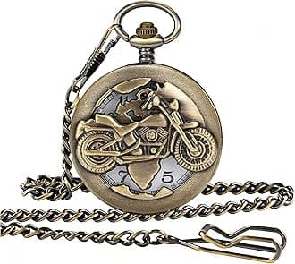 Vintage Punk Motorcycle Pocket Watch Quartz Bronze Steam Train Pocket Watch Men Women Gift for Christmas Birthday