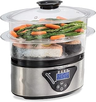 37530A Digital Food Steamer, 5.5 Quart, Silver & Black