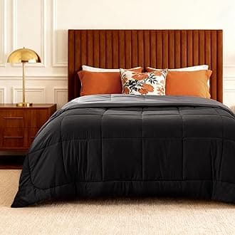 Bedsure Comforters King Size -Duvet Insert Black/Grey Down Alternative Comforter Quilted All Season Duvet with Tabs - Machine Washable (Black/Grey,King 90x102 Inches)