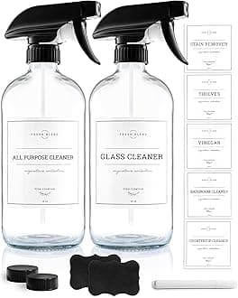 Vine Creations Glass Spray Bottles, 2 Pack Refillable Spray Bottles for Clean...
