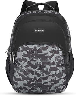 Lavie Sport 49cm Camo 39 litres Printed School Unisex Backpack with Rain Cover for Boys & Girls | Stylish and Trendy Casual Backpack