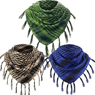 3 Pcs Shemagh Scarf Men Keffiyeh Scarf Arab Scarves Unisex Plaid Turban with Tassels for Men Women Winter Outdoor