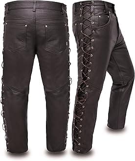 Leather Pants Motorcycle Pants for Mens 30" to 44" Waist Jeans Style Pant with 5 Pockets Motorbike Pant for Biker