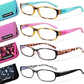 EYEGUARD 4 Pack Blue Light Reading Glasses for Women Computer Readers Fashion Spring Hinge Eyeglasses 2.25