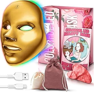 The Queen's MaskRed Light Therapy for Face, Led Face Mask Light Therapy, 7-1 Colors LED Facial Skin Care Mask, Salon Effect at Home (Gold)