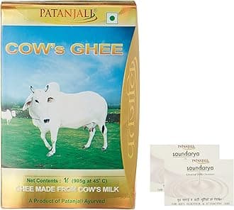 Patanjali Cow’s Ghee, 1 L with Free Saundarya Cream Body Cleanser, 2 Pieces