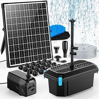 Solar Pond Filter with Fountain Pump, 20W Solar Powered Water Pump and Pond Filters for Outdoor Ponds Fish Tank Garden Pool Water Feature Waterfall