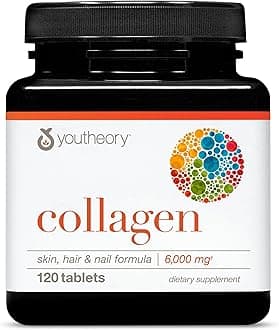 Youtheory Advanced Collagen with Vitamin C - 6,000 mg Hydrolyzed Collagen Peptides & Amino Acids - Hair, Nails, Joints & Bones Support - 120 Tablets (20-Day Supply)*