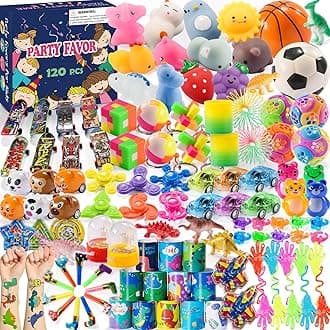 120 PCS Party Favor Goodie Bags Stuffers for Kids, Prize Box Toys for Kids Classroom Rewards Bulk, Easter Egg Fillers, Fidget Toys Pinata Filler, Treasure Chest for Carnival Prizes, Birthday Gifts