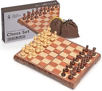 Yellow Mountain Imports Magnetic Portable Chess Set (27 Centimeters) - Folding, Travel Board Game