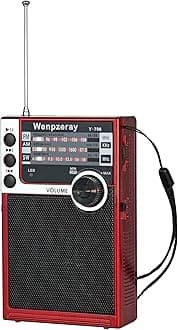 Y-706 Portable Pocket Radio AM FM SW Band Compact Receiver 3AAA Battery Operated Transistor with Loud Sound Speaker Support USB/TF Card Play Headphone Jack for Indoor Outdoor Emergency (Red)