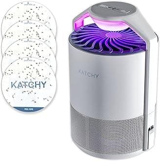 KATCHY Indoor Insect Trap: Bug, Fruit Fly, Gnat, Mosquito Killer - UV Light, Fan, Sticky Glue Boards Trap Even The Tiniest Flying Bugs - No Zapper - Child Safe, Non-Toxic (White)