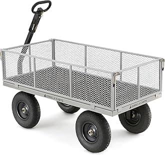 Gorilla Carts Steel Utility Cart, 4 Cu Ft Bed, 800 lb Load Capacity, Black – Heavy-Duty Outdoor Hauling Wagon with Removable Side Panels for Yard, Lawn, Garden or Landscaping